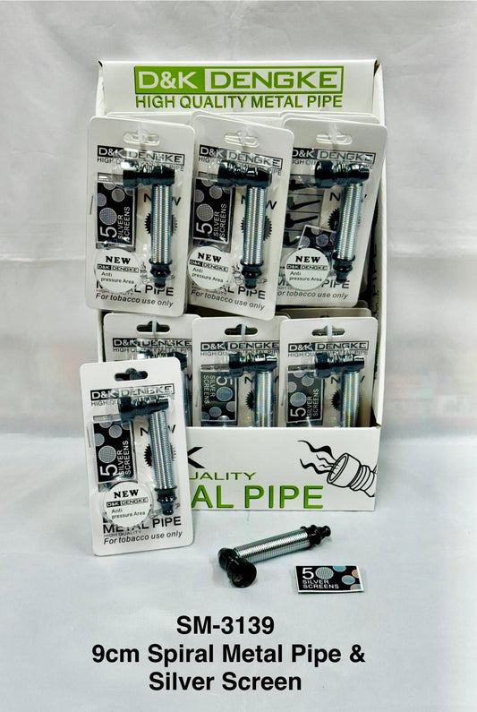 Spiral metal pipe and silver screens 9cm (pack of 24)