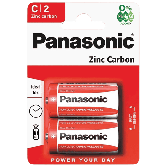 Panasonic C zinc carbon batteries - 12 x 2 pack batteries in a box